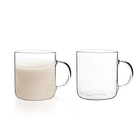 Bestra 홈카페 내열유리 머그컵 190ml, 투명, 2개