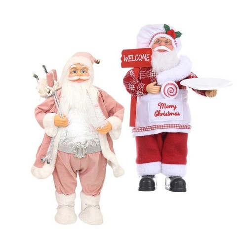2 개 산타 클로스 인형 크리스마스 장식 새해 장식, 설명한대로, 폴리에스터+플라스틱