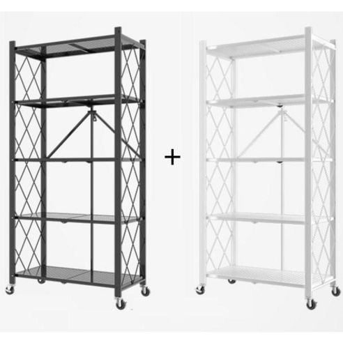 아이코지 2세트 조합 원터치 접이식 이동식 폴딩 철재 다용도 선반 5단, 5단화이트+5단화이트