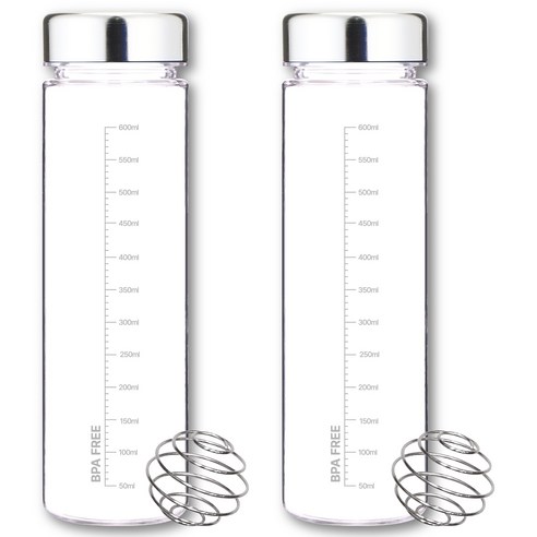 위드 쉐이커보틀 눈금물병 트라이탄 메탈 실버캡 2P, 700ml, 2개