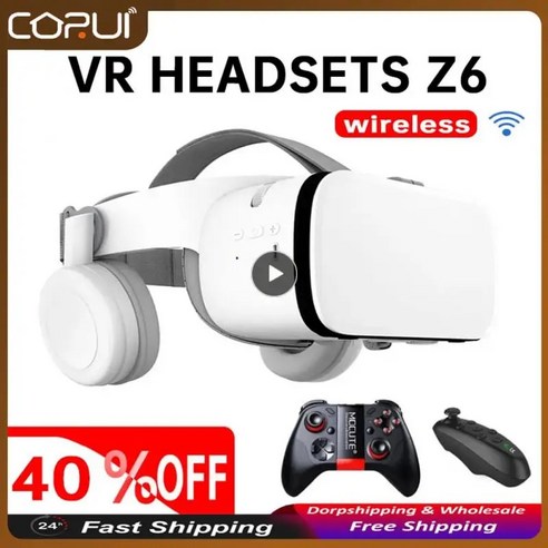 VR 가상현실 Bobo Bobovr Z6 카스크 헬멧 3D 안경 가상 현실 블루투스 헤드셋 스마트폰 고글 바이어 쌍안경, 4.Z6 VR with box