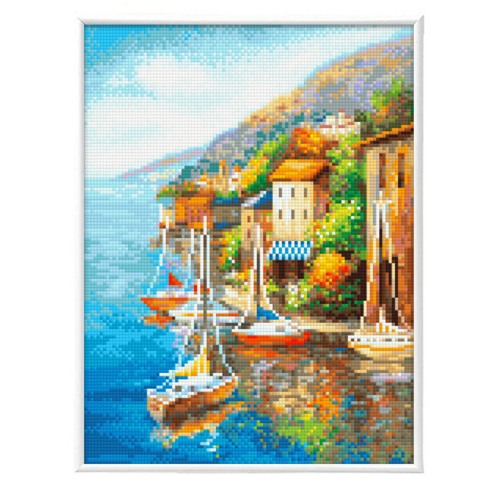 블링블링 보석십자수 슬림액자패키지 (AB+원형) 30x40cm, 1세트, BL3040-074 (해안가풍경)