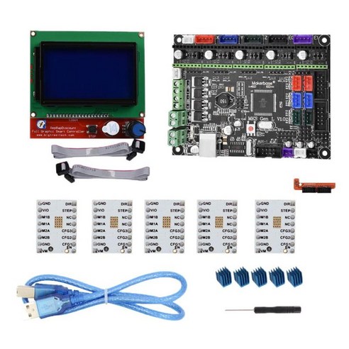마더보드 제어 보드+ LCD12864+ 5xTMC2100V1.3 3D 프린터용 드라이버 세트, 110x84x30mm, 검은, PCB 보드