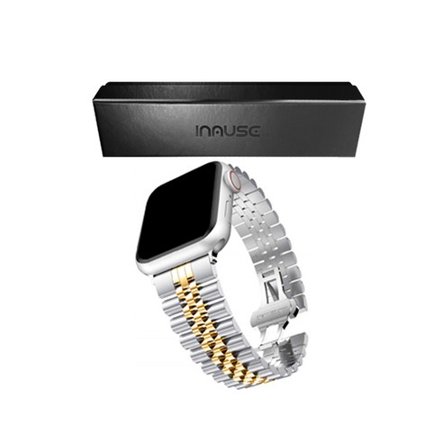 애플워치 6 SE 5 4 3 2 1 기프트패키지 쥬빌레 메탈밴드, 실버골드(42/44mm)