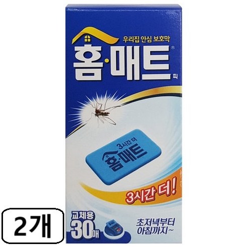 홈매트 모기살충제 교체용 리필 30p, 30g, 2개