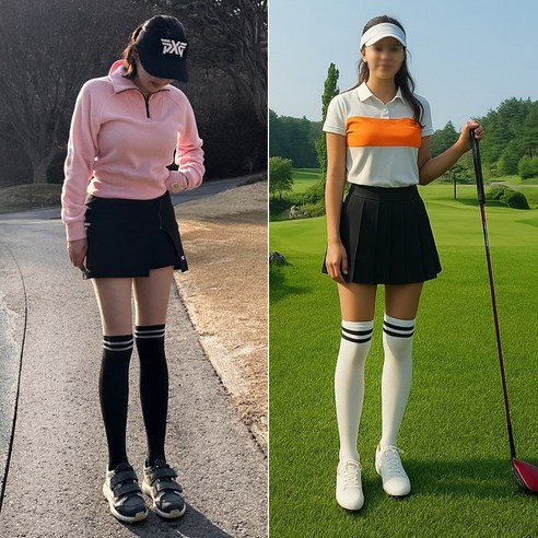바이진주리본 사계절 몸매보정 오버니삭스 투톤 골프스타킹 팬티스타킹 1+1, 1.블랙+화이트, 1개