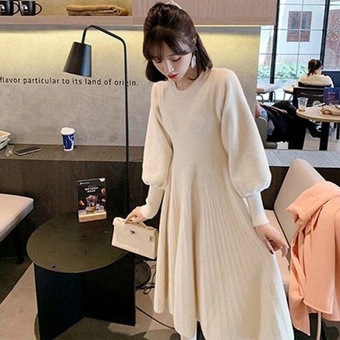 Mao니트 드레스 가을 드레스 인터넷 연예인 스웨터 가을과 겨울 복장 새로운 외출 정장 패션 탑