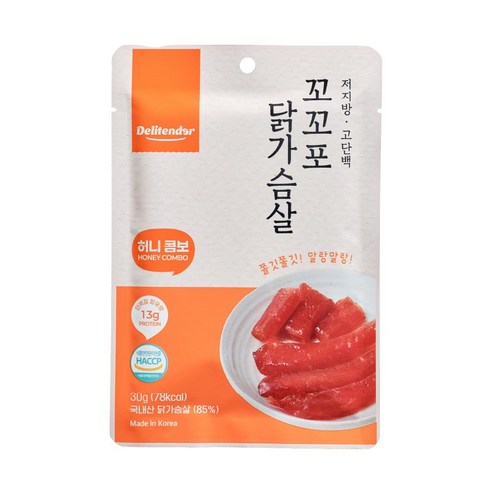 델리텐더 꼬꼬포 닭가슴살 육포 부드러운 고단백 저지방 다이어트 간식 30g 허니버터맛, 1개, 30g