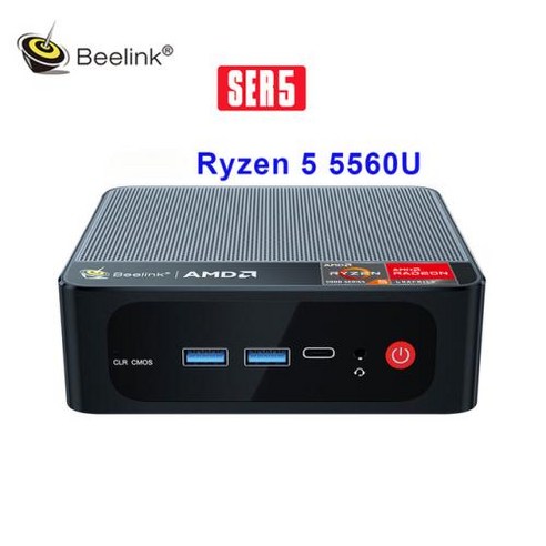 Beelink 데스크탑 게임용 컴퓨터 SER5 MAX Ryzen 7 5800H 5700U 5560U 윈도우 11 미니 PC DDR4 16GB 500GB SSD WIFI6 BT50, 없음, 없음, 28) Ryzen 5 5560U  16GB 1TB미국