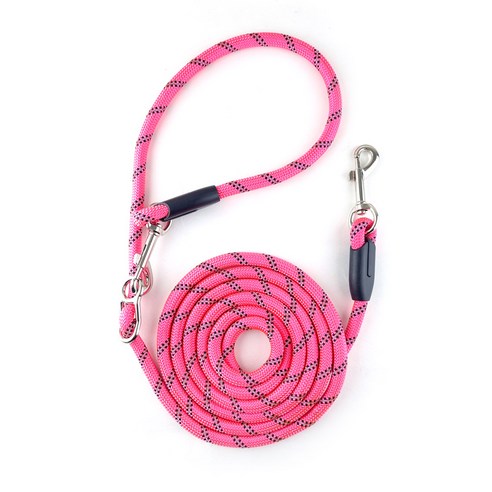 나마스펫 강아지리드줄 핸즈프리 베이직 로프 빛반사 2.8M, 핑크