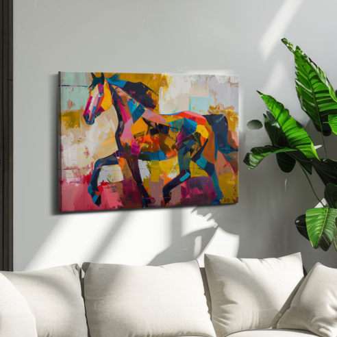 아트앤코 돈 들어오는 말 캔버스 그림 75x50cm 풍수지리 인테리어 대형 액자, AT3115 앤티크 골드 앤 호스