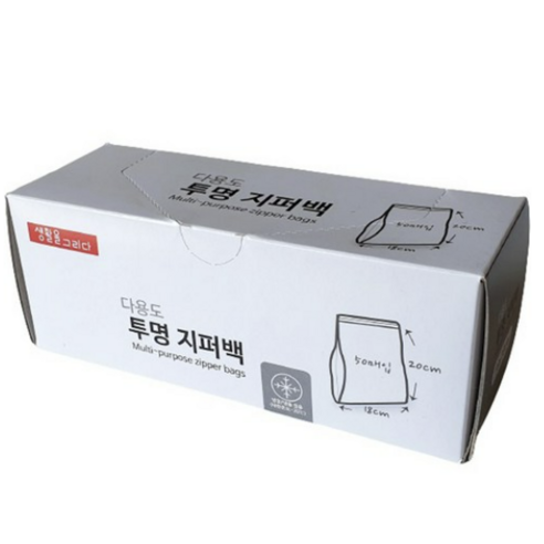 생활을그리다 다용도 투명 지퍼백, 대(L), 120개입, 1개