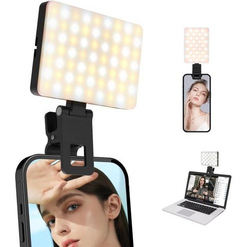 플래시튜브 촬영램프 사진관램프 Sensyne Selfie Light 충전식 LED Fill 휴대폰 iPad 노트북 Selfie용 태블릿 TikTok 라이브 스트리밍 화상 회의, Selfie Clip Light