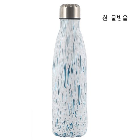 선물 보온컵 조표 운동 주전자 304 스테인리스강 창의 목문 콜라병, 흰 물방울, 500ml