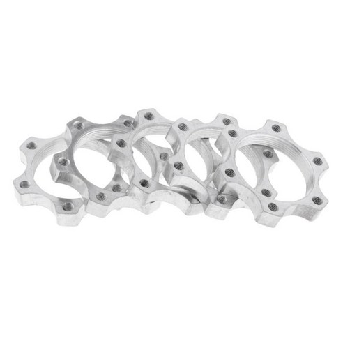 5 pcs 디스크 브레이크 로터 프리휠 스레드 허브 너트 로터 플랜지 어댑터 -44mm 6 볼트, 실버, 알루미늄 합금