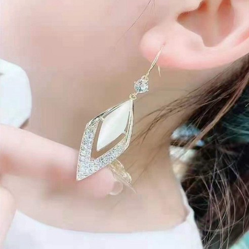 KORELAN 한국 패션 귀걸이 가을 겨울 크리스탈 오팔 귀걸이 컬러 얼굴 마른 귀 장식품