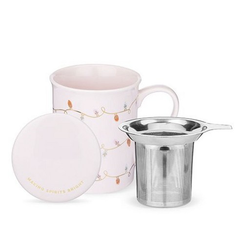 핑키업 안네트 세라믹 티 머그 & 인퓨저 찻잔 355ml, 1개, Lights Pink