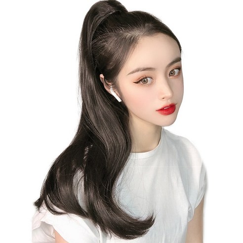 가발위드 긴머리 루즈 세발 집게형 포니테일, 블랙브라운