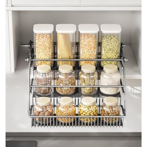 싱크대 깊숙한 곳, 이제 답답함 없이! 폴다운 리프팅 선반으로 해결하세요.