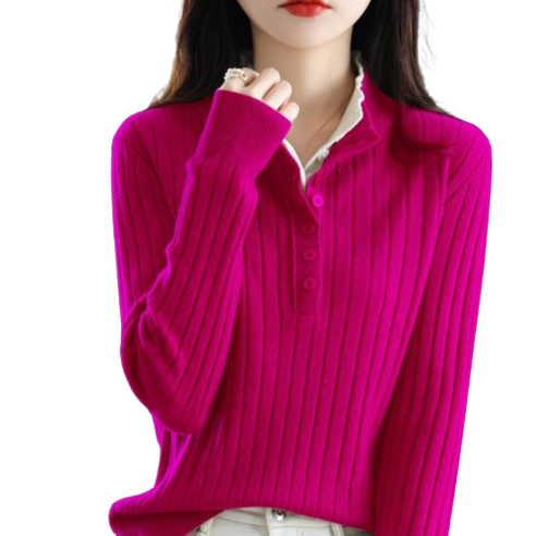 여성용 가을 겨울 반폴라 라오농 단색 루즈핏 니트 스웨터
