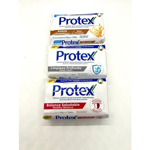 Jabón Protex (Paquete de 3 110g c/u) - Avena + Prebiótico Limpieza Profunda Balance Saludable