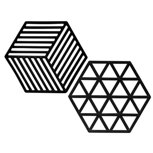 공구리빙(09Living) 실리콘 냄비받침 2종 세트, 블랙, 2세트