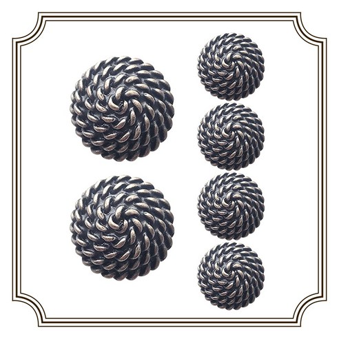 [드앙탕] 앤틱 꼬임 단추 20mm (2color) 6개 자켓단추 골드단추 금속단추, 2.앤틱실버 20mm