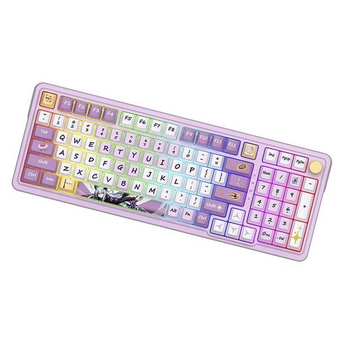 리드래곤 KS99 가스켓 맞춤형 세 가지 모드 RGB 키보드, 플럼 퍼플, 단일상품(우드 진저축), 일반형