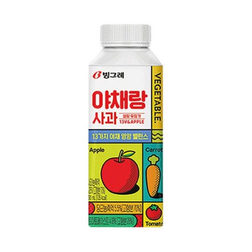 빙그레 야채랑사과 250ml x18팩/과일야채주스, 18개