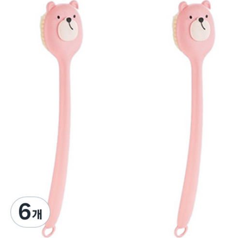 지비비 곰돌이 바디 브러쉬 등드름 샤워솔, 핑크, 6개, 1개입