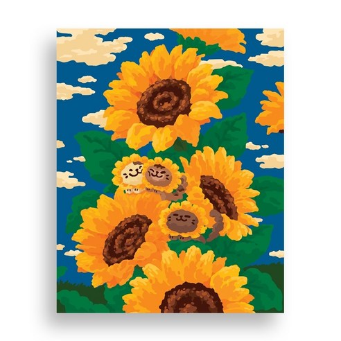 붓끝에서 피어나는 행복: 위메이크 페인팅 DIY 명화그리기 세트 – 해바라기와 고양이 위메이크페인팅