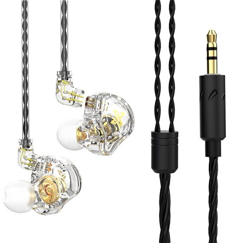 DFMEI QKZ AK MAX 이어링 헤드폰 HiFi 음질 중저음 라인 컨트롤 유선이어폰, 05 transparent no mic