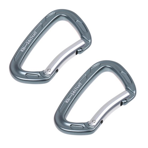 2Pcs 24KN / 5300lb 암벽 등반 카라비너 ​​스프링 클립 잠금 Quickdraw, 실버, {"수건소재":"알루미늄 마그네슘 합금"}
