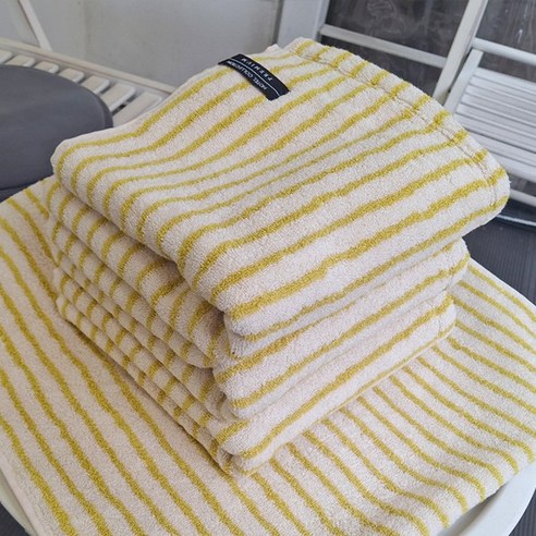 송월타올 스트라이프 줄무늬 수건 220g 570GSM, 5개, 베이지