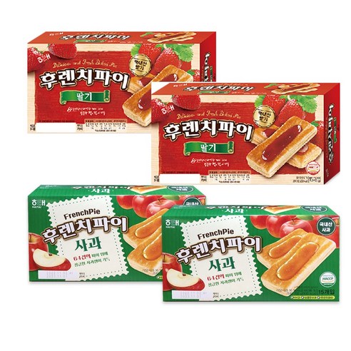 해태제과 후레치파이 딸기 192g 2개+사과 292g 2개