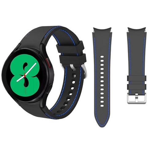 삼성 갤럭시 시계 4 실리콘 스포츠 팔찌 밴드, Black-and-Blue, Galaxy watch 4 44mm