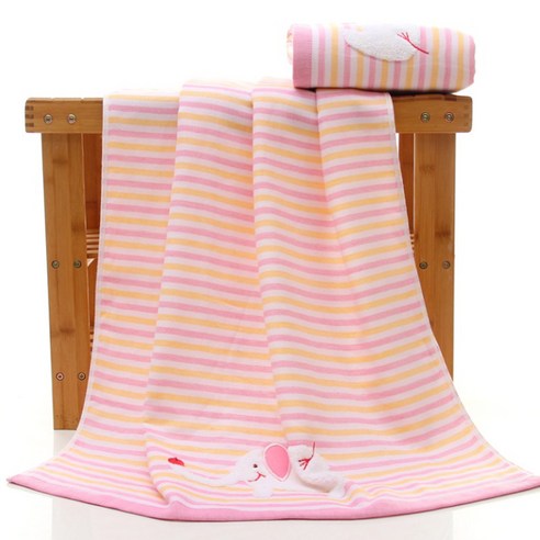 고양 수건 무연색직 순면 만화 목욕수건 부드러운 흡수 제품, 핑크, 70*140cm