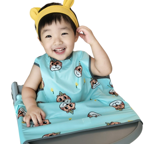 벨베이비 식탁일체형 방수 턱받이 나시 부분커버, (리뉴얼)호랑이, 1개, 1개