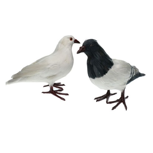 2Pcs 인공 깃털 비둘기 사냥 비둘기 미끼 나무 정원 장식 플라스틱, 설명, 설명, 설명