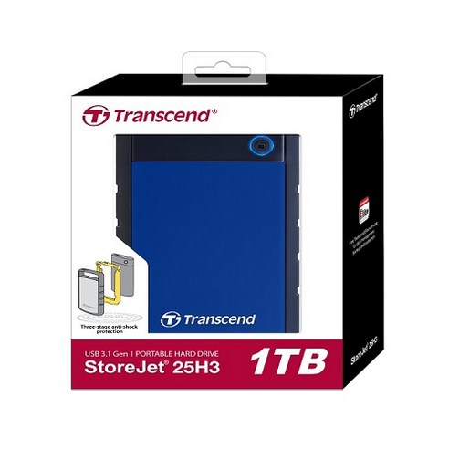 Transcend 충격방지용 외장HDD 트랜센드 StoreJet SJ25H3B (1TB/블루) (USB3.1) 파인인포