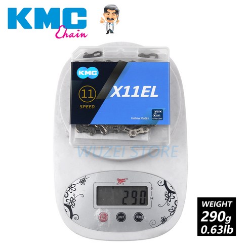 KMC DLC 11 스피드 체인 MTB 자전거 다이아몬드 체인 초경량 블랙 레드 116/118L X11 산악 자전거 11V 체인 Shimano Sram 용, 1 건, X11EL Silver
