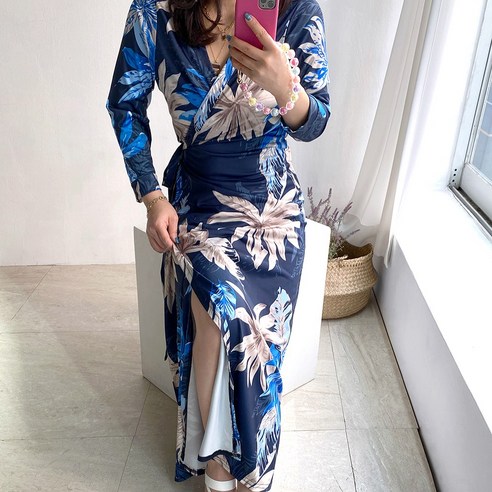 네모 여성용 맥시랩 원피스 로맨틱한 스타일의 사계절용 패션 아이템