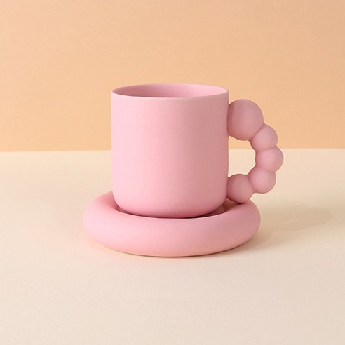 유아스페셜 뭉뚝 버블 머그컵 컵 받침대, 핑크, 1세트