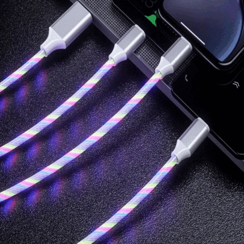 채우다공간 발광충전기 고속충전케이블 USB 3타입 안드로이드 아이폰 차량용 LED PC용 3in1, 레드