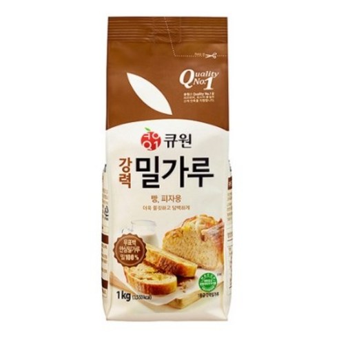 [큐원] 강력분 밀가루 1kg (빵 피자용), 1개