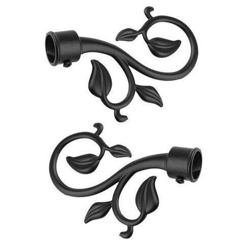 1 쌍 장식 커튼 휘장 막대/폴 마무리 22mm 커튼 기둥 끝, 블랙, 철