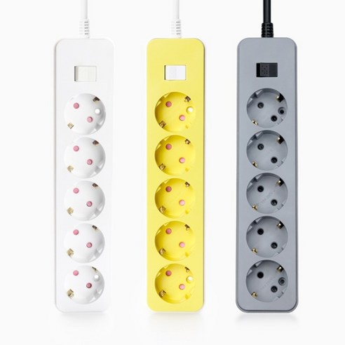 [아이정] 더좋은 멀티탭 통합 과부하 스위치 5구 1M, 투톤(옐로우/화이트), 투톤(옐로우/화이트), 1개