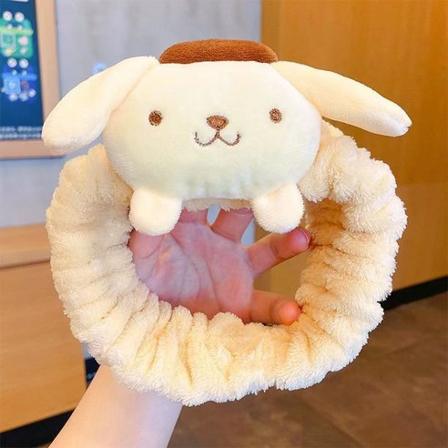 QISHENG 헤어밴드 주름밴드 미용재료 샤워밴드 세안밴드, 4개, 푸딩 강아지