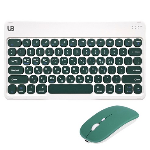 UB BK2 동글 블루투스 키보드+듀얼 마우스 세트, 다크그린 set 라지, 텐키리스