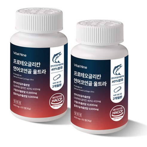 연어코연골 프로테오글리칸 600mg 식약청 인증 HACCP, 2개, 60정